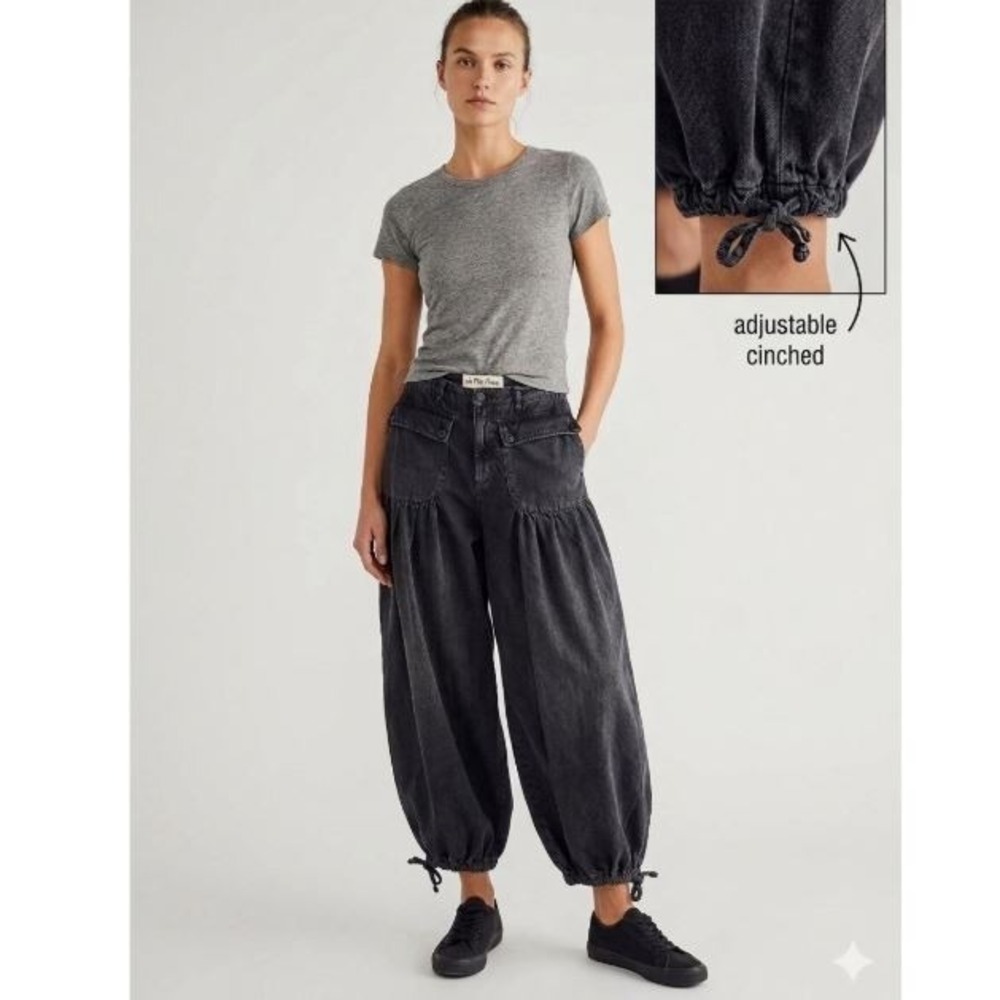 We The Free People Pants Women 30 Black Lotus Balloon High Rise Cinched Ankle